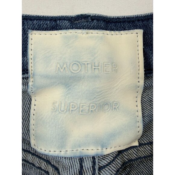 MOTHER Lil Half Pipe Flood High Waist Ankle Wide Leg Jeans Black and Blue Sz 27 - Picture 10 of 13